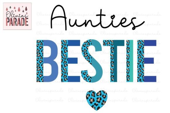 Aunties Bestie Blue Leopard Print PNG: Vibrant Design Asset