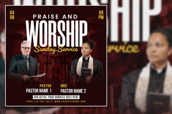 Dark Style Church Social Media Post: Editable PSD Template
