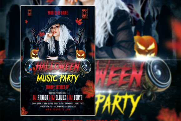 Design a Spooky Halloween Music Party Flyer or Poster