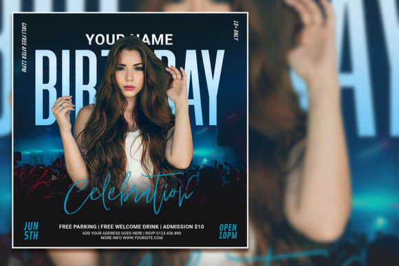 Modern Birthday Party Social Media Post Template
