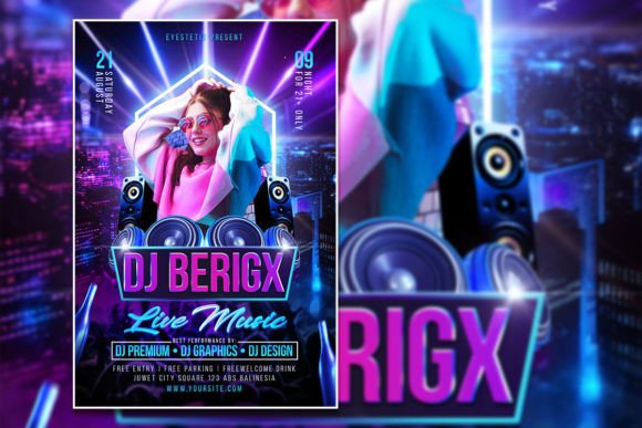 Music Night Party Flyer and Editable Template