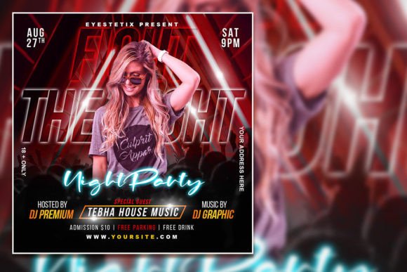 Music Night Party Social Media Post & Editable Party Flyer