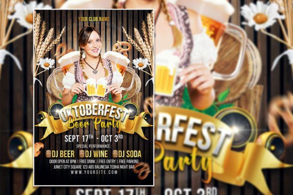 Oktoberfest Beer Party Flyer or Poster Template