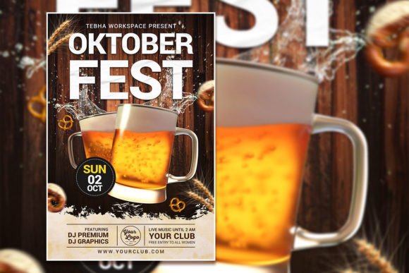 Oktoberfest Flyer or Poster Template: Instant Download PSD