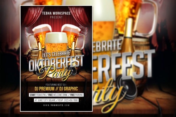 Oktoberfest Party Flyer or Poster: Editable Design Template