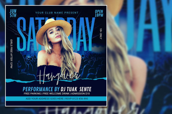 Saturday Night Party Social Media Post & Editable Flyer