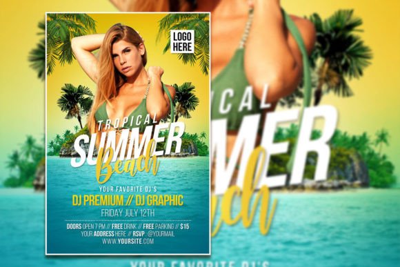 Summer Beach Flyer or Poster Template